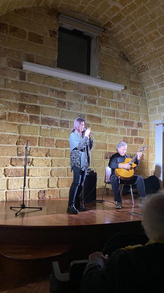 Cantante e chitarrista sul palco